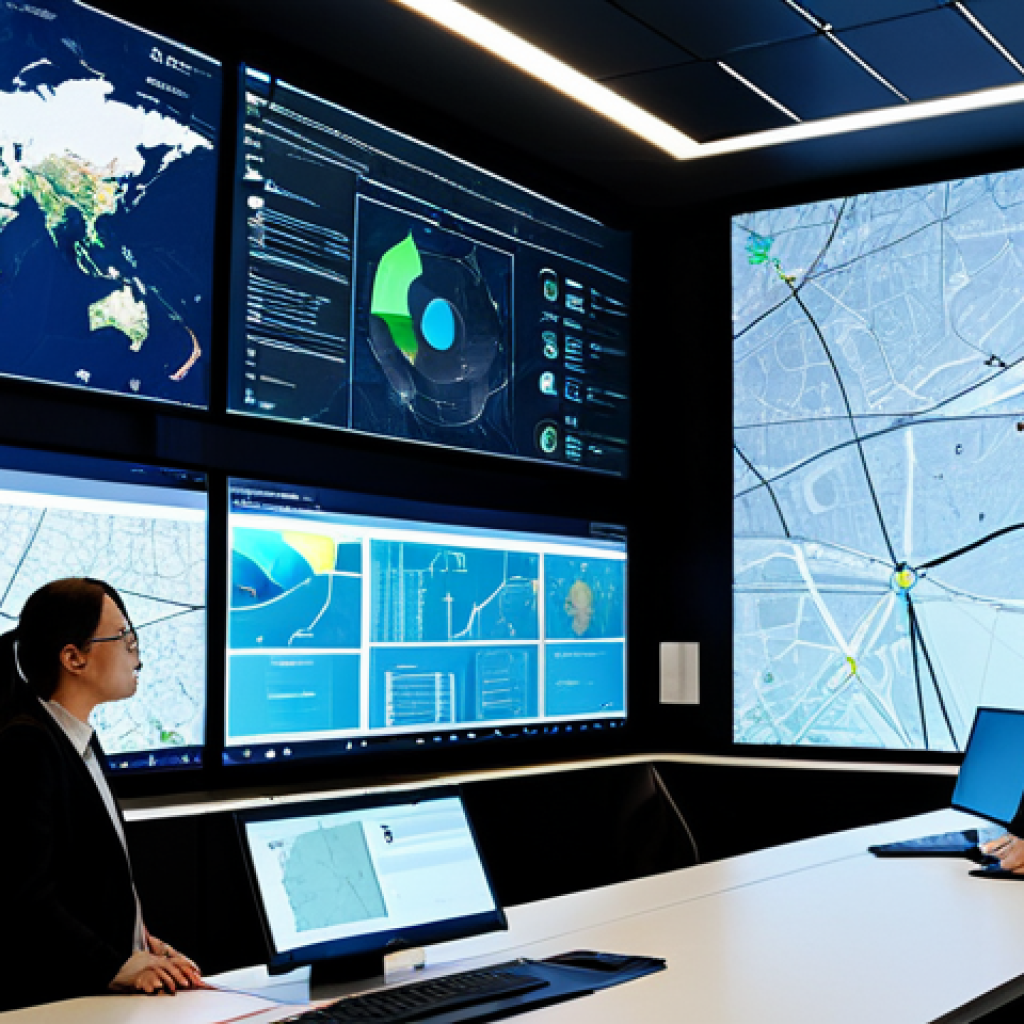 Smart City Innovation**
"A diverse group of city planners and engineers collaborating in a brightly lit, modern control room, monitoring real-time data visualizations of traffic flow and energy consumption. Large screens display maps overlaid with data points. The atmosphere is collaborative and innovative. fully clothed, safe for work, appropriate content, professional environment, perfect anatomy, natural proportions, professional photograph, high quality."
**
