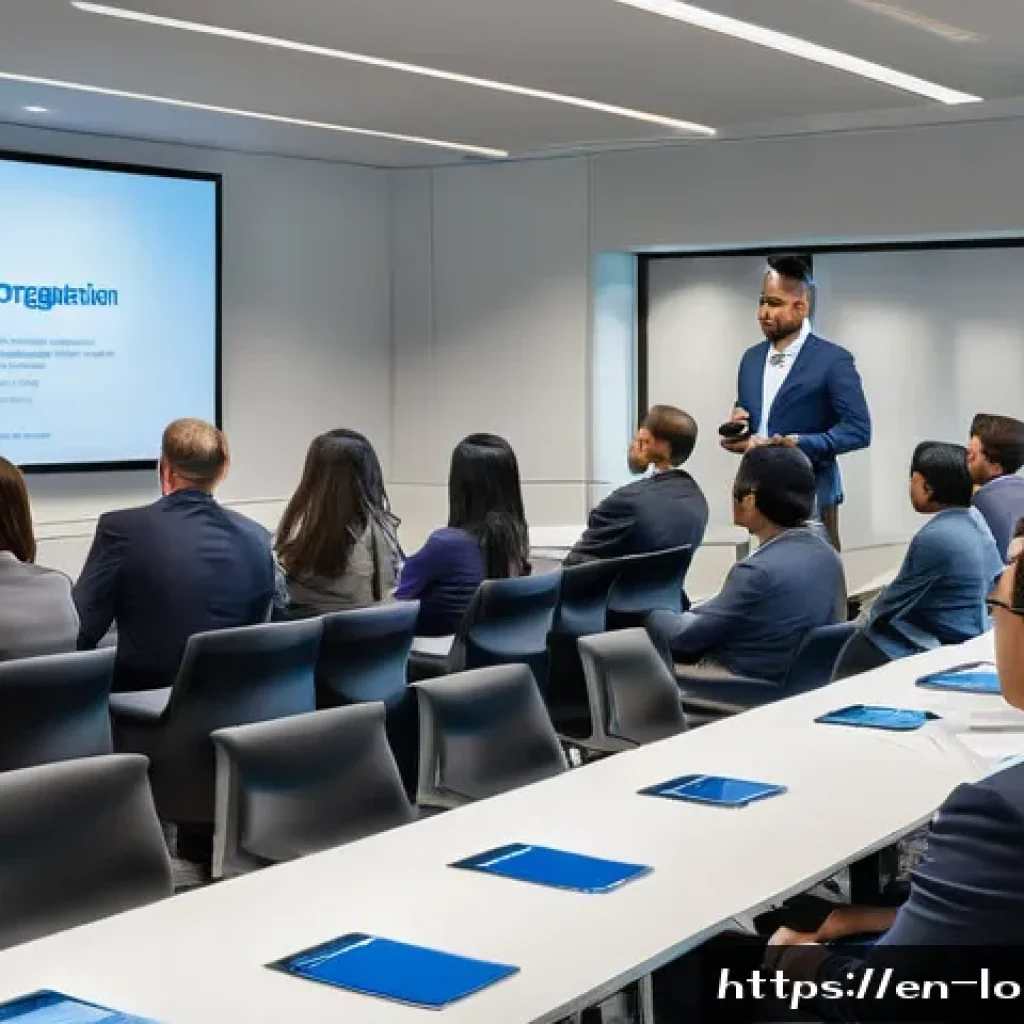 지방공무원 신규 입직 후 초임자 교육 - A professional office scene showing a diverse group of new public servants attending an orientation ...