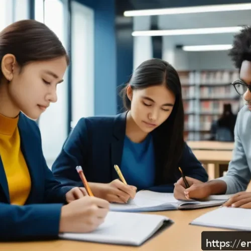 지방공무원 시험 지원 자격 요건 - A diverse group of young adults preparing for local government exams in a modern library setting, wi...